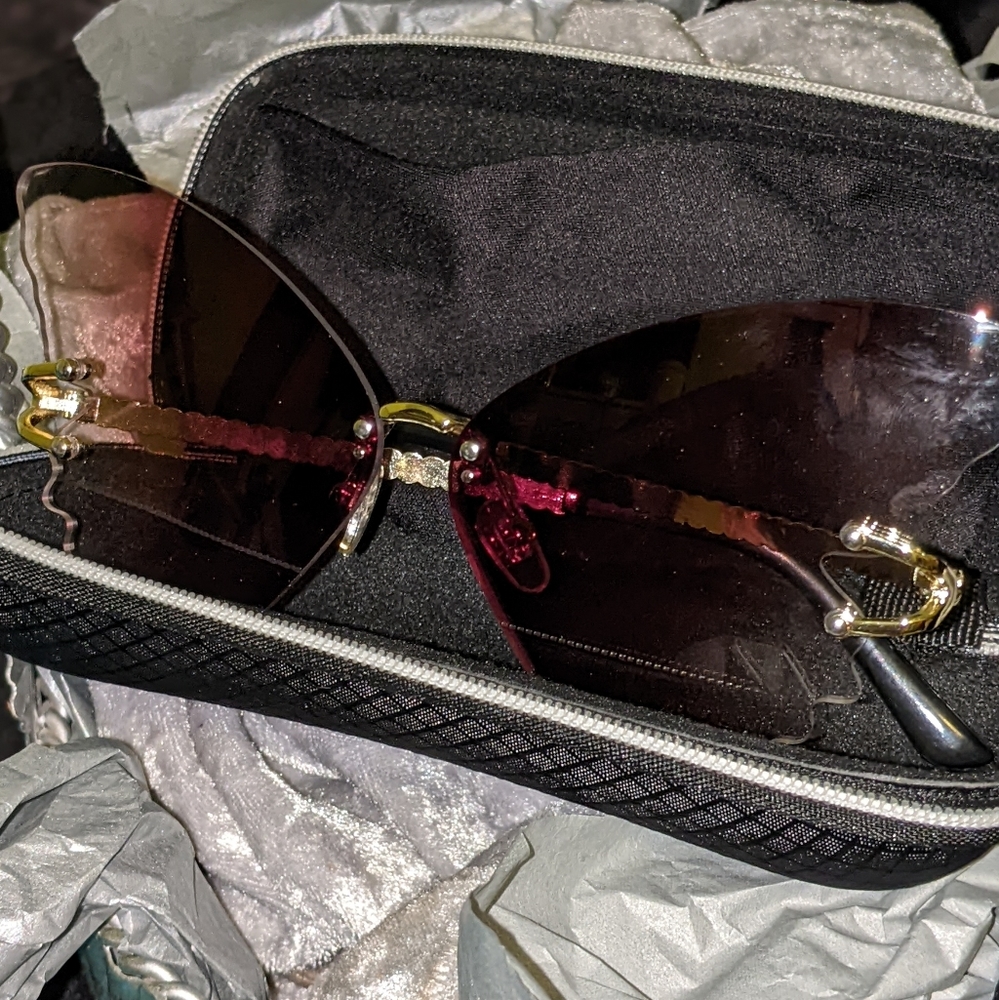 🩵 Oversized butterfly sunglasses with case